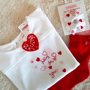 Gymboree Valentine's day tee Sz 3T + accessories